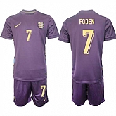 Men's England #7 Philip Walter Foden 2024-25 Purple Away Soccer Jersey Suit,baseball caps,new era cap wholesale,wholesale hats